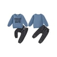 thumbnail image 3 of Gupgi 2pcs Fall Baby Boy Girl Long Sleeve Letters Print Pullover Solid Color Elastic Waist Sweatpants, 3 of 10