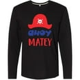 thumbnail image 3 of Inktastic Ahoy Matey, Pirate Hat, Skull and Bones - Red Blue Long Sleeve T-Shirt, 3 of 5