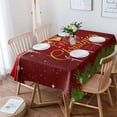 thumbnail image 4 of Christmas Rectangle Tablecloths 60x140,Winter Snowflakes Bell Balls Pine Branches Table Cloth Table Cover Indoor/Outdoor Tabletop Decor for Wedding Holiday Party Dinner Baby Shower, 4 of 7
