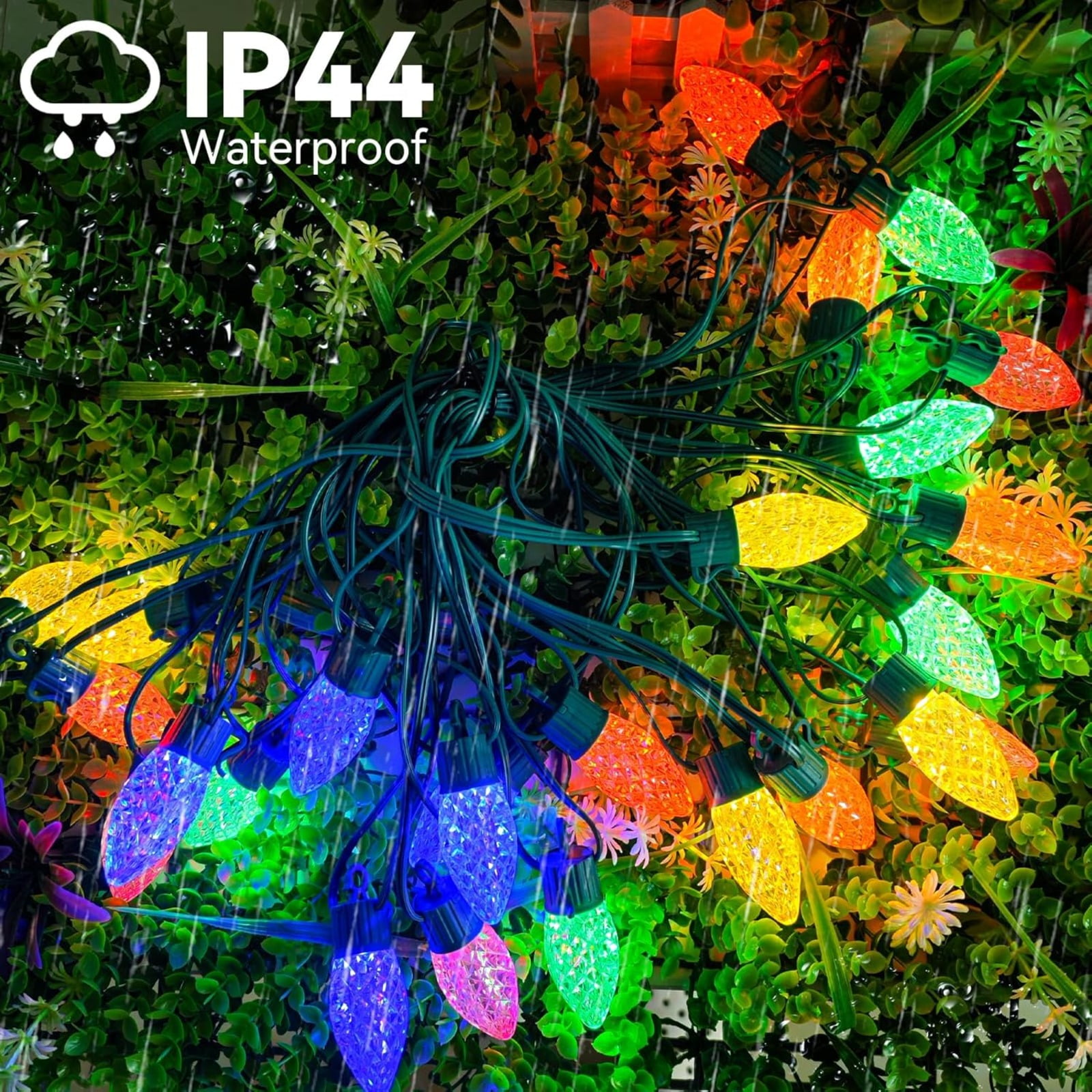 2 Pack C9 LED Christmas String Lights, 84ft with Remote & Timer, Waterproof Strawberry Bulbs for Outdoor Tree and Roof Decor (Warm White/Multicolor)