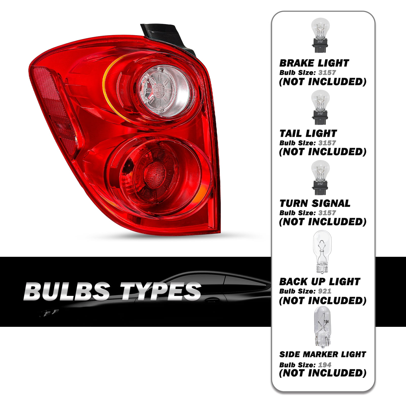 For 2010-2015 Chevy Chevrolet Equinox Tail Light Lamp Assembly Left Driver Side