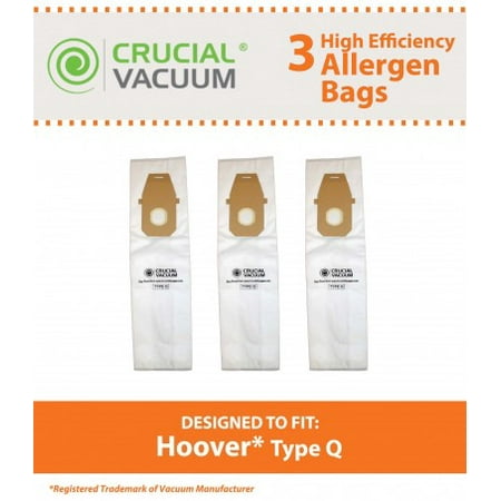 3 Hoover Type Q Allergen Bags, Part # AH10000