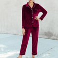 thumbnail image 4 of HJYCHN Velvet Pajama Set with Elegant Lace Suspenders and Comfortable Shorts for Cozy Home Wear and Relaxation Wine M, 4 of 6