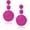 B-HOT PINK, variant on Boho Ball Earrings for Women, Statement Raffia Round Drop Earrings - Summer Beach Vacation Jewelry