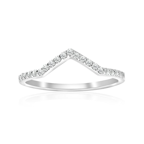 1 4ct Diamond Curved V Shape Ring Stackable Wedding Band 10k White Gold Walmart Com