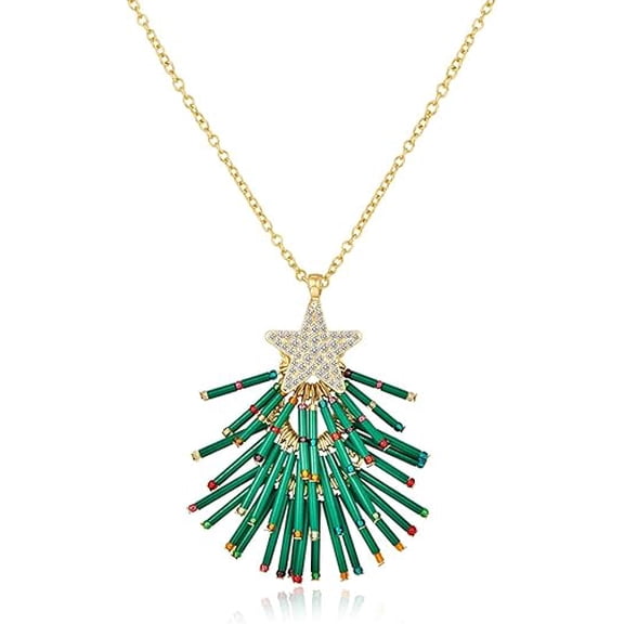 Peniguingy Christmas Necklaces For Women Long Christmas Tree And Lights Charm Strand Necklaces