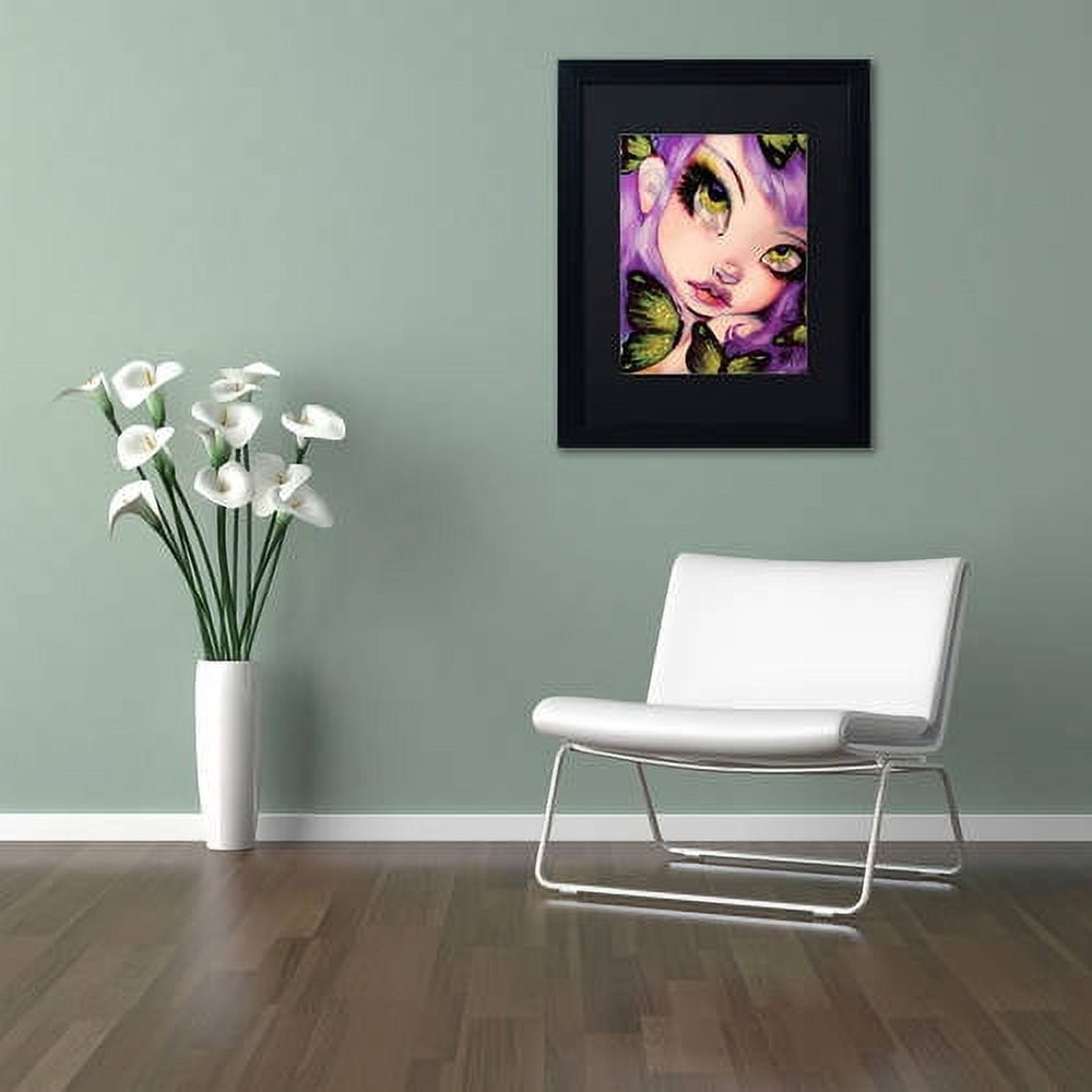 Trademark Fine Art "Green Eyed Violet" Canvas Art by Natasha Wescoat, Black Matte, Black Frame
