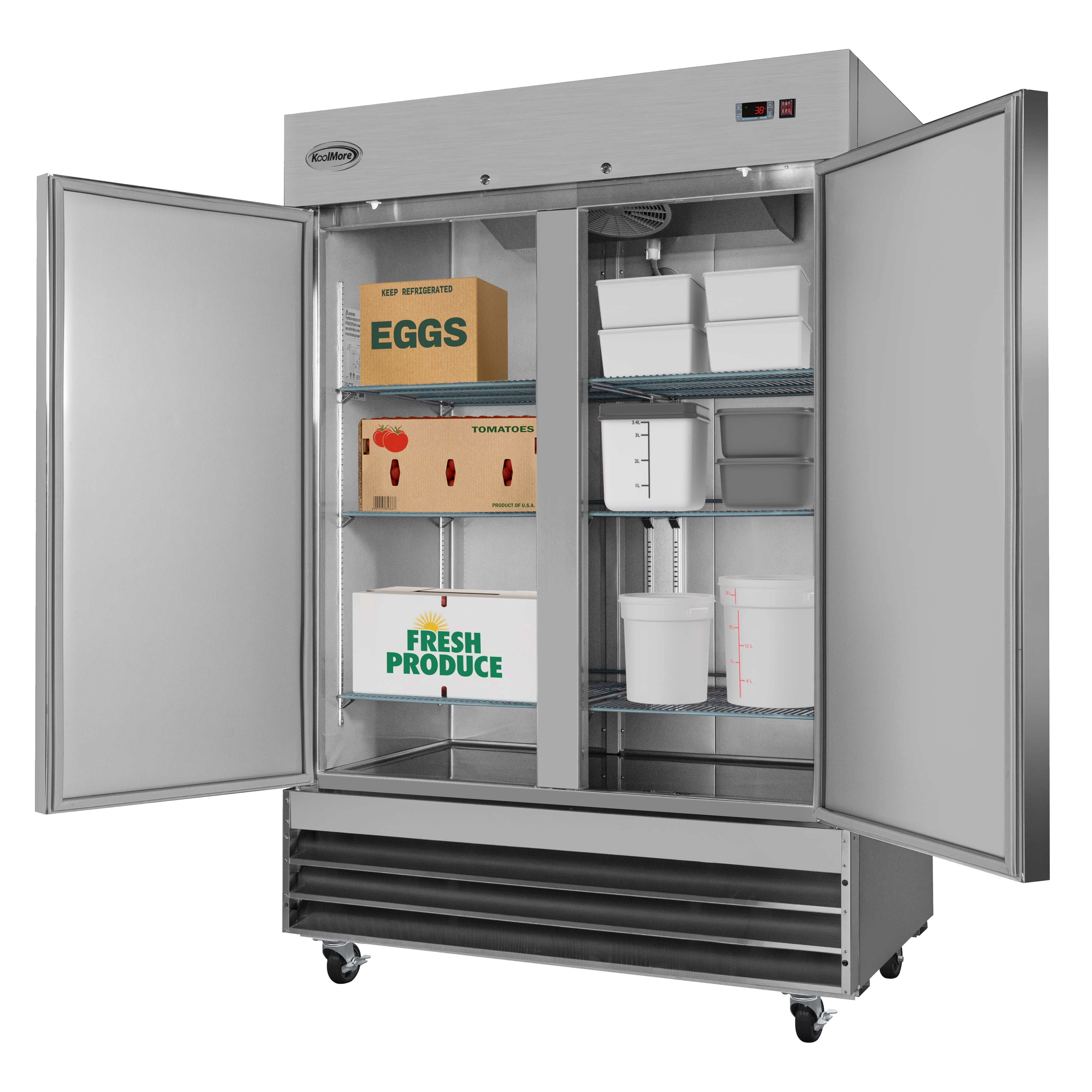 KoolMore 54 in Two Door Stainless Steel Commercial Reach-in Refrigerator Cooler - 47 Cu. ft. RIR-2D-SS