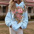 thumbnail image 6 of Womens Plus Size Graphic Hoodies Trendy Floral Printed Hooded Sweatshirts Ladies Loose Fit Pullovers Fall Long Sleeve Tops Y_Blue M, 6 of 7