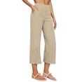 thumbnail image 6 of JUUNthy Womens Capri Pants, Cotton Linen Straight Leg High Waisted Loose Fit Casual Pants with Pockets Gray 2XL, 6 of 12