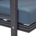 thumbnail image 4 of LeisureMod Walbrooke Mid-Century Modern Outdoor Patio Armchair with Black Powder Coated Aluminum Frame and Removable Cushions for Patio, Balcony, and Backyard, Set of 2 (Navy Blue), 4 of 6