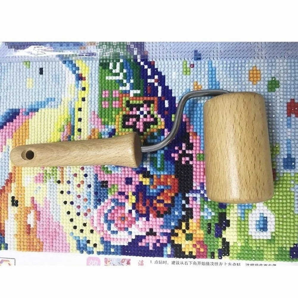XQxiqi689sy 2-in-1 Wooden Roller 5D Diamond Painting Embroidery Art Craft DIY Rolling Tool 
