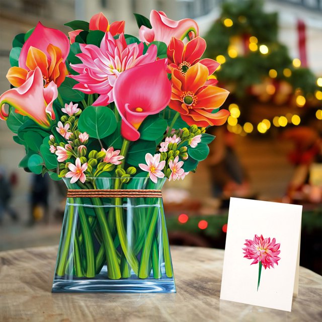 Flor tridimensional 3D Día del Maestro con flores talladas en papel manualidades ramo emergente tarjeta de felicitación navideña creativa