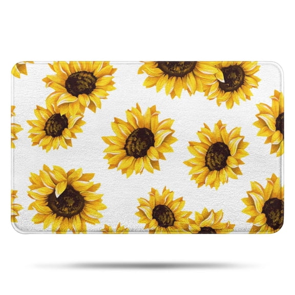 White Big Sunflower Pattern Bathroom Rugs Mat,Non Slip Microfiber Bathroom Rug,Rubber Backing,Soft Bathroom Mats for Bathroom Floor,Tub and Shower,17x27in(43x68cm)