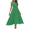 thumbnail image 2 of Dwaogom Women's Fashion Comfort Solid Color Fold Sleeveless Round-Neck Dress Plus Size Dress Summer Midi Dresses For Women 2024 Dress, 2 of 4