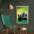 thumbnail image 2 of Rock and Roll Wall Art with Frame, Energetic Rock Band Silhouette on Colorful Background Music Theme Print, Printed Fabric Poster for Bathroom Living Room, 23" x 35", Multicolor, by Ambesonne, 2 of 2