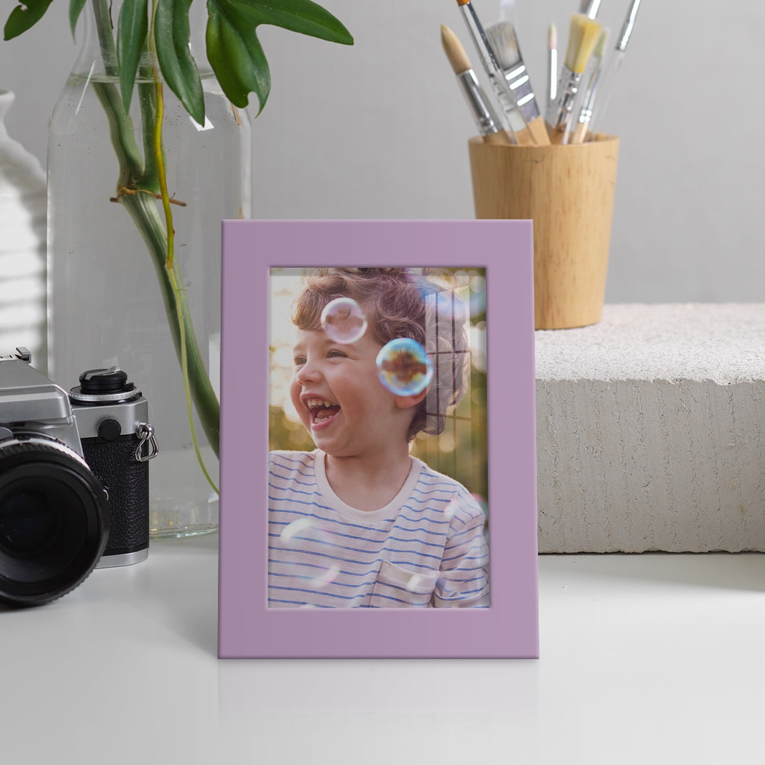 Modern 4 in. x 6 in. Violet Picture Frame (Set of 2)
