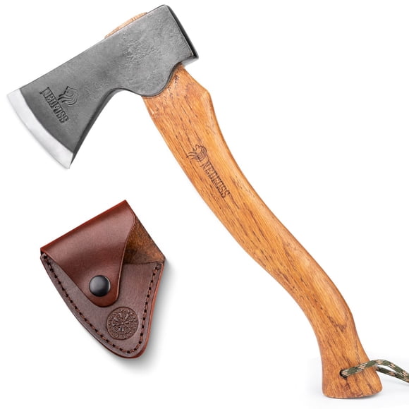 NedFoss 15" Hatchet, Chopping Axes and Hatchets for Wood Splitting and Kindling, Forged Carbon Steel Bushcraft Axe Head Beech Woo
