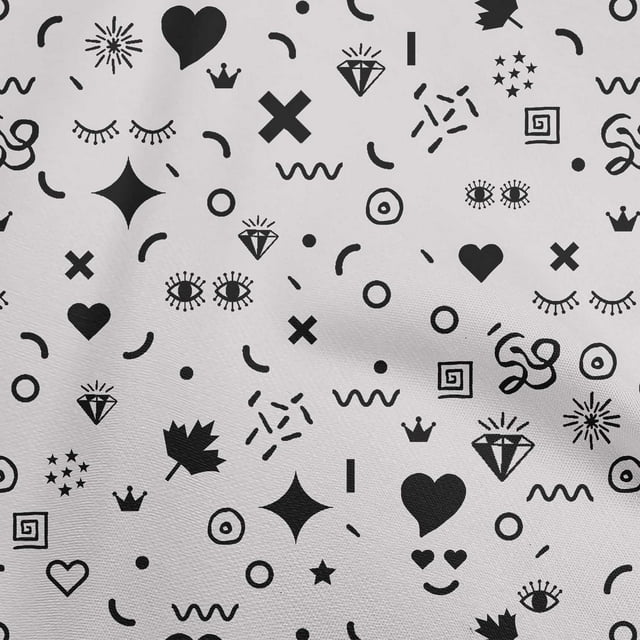 oneOone Cotton Poplin Twill Light Gray Fabric Doodle Craft Projects Decor Fabric Printed By The Yard 56 Inch Wide