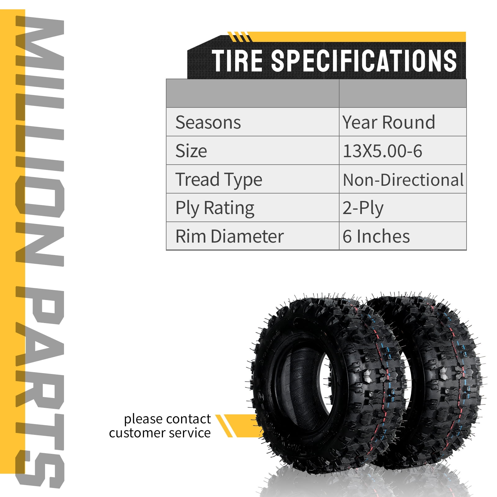 Ktaxon 13x5.00-6 Go Kart & ATV Tires Set of 2, Tubeless All-Terrain Tires for Quad and Small ATV