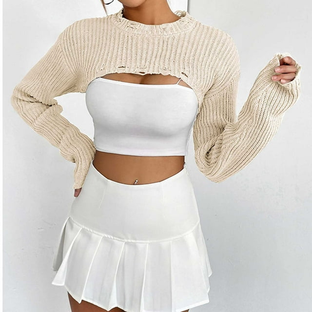 Qertyioot Chandails Tricotés pour Femmes, Mode pour Femmes Manches Longues de Noël Col Rond Ample Tendance Hauts Blouse Chandail