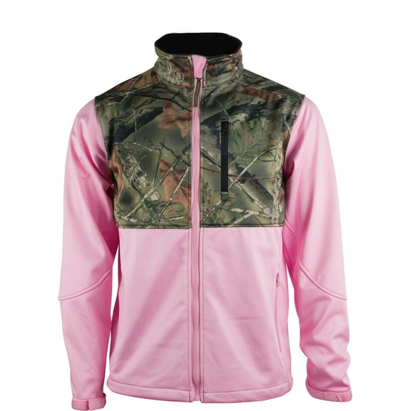TrailCrest Women's Camo & Pink Soft Shell Waterproof Jacket Zip Up Sweatshirt XL