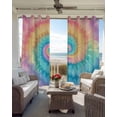 thumbnail image 4 of Blackout Curtains for Bedroom, Colorful Tie Dye Room Darkening Window Drapes for Living Room, Rainbow Ombre Abstract Pattern Art Thermal Insulated Grommet Curtains, 52x63 inch, 2 Panels, 4 of 9