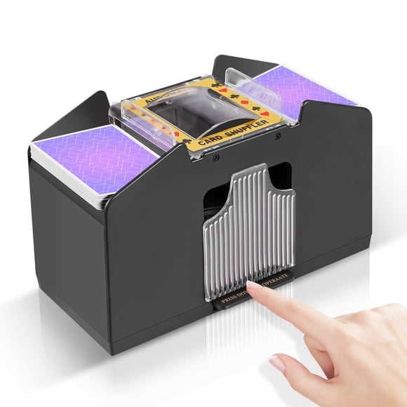FEIERYA Barajador automático de cartas de 4 barajas, Barajador de póquer UNO eléctrico con pilas, Barajador de cartas para juegos de cartas en casa, Viajes