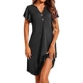 thumbnail image 3 of EKOUAER Women's Nightgown Short Flare Sleeve Sleepshirt V-Neck Sleepwear Soft Nightshirt Pajama Dress, 3 of 4