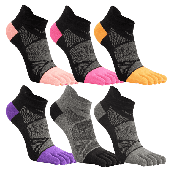 6 Pairs Toe Socks Athletic Running Ankle Socks Breathable Mesh Low Cut Barefoot Five Finger Toe Socks