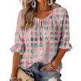 thumbnail image 2 of 3/4 Length Sleeve Womens Tops Fall Loose Work Puffy Sleeves Blouses Summer Elegant Casual Loose Work Plus Size Flowy Ruffle Fashion Office Dress Shirt, 2 of 7