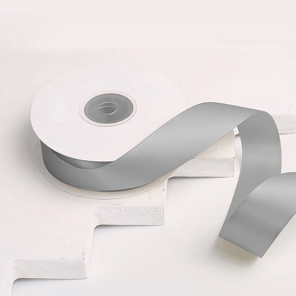 Namzi Double Sided Satin Ribbon for Flower Bouquet, 2.5cm*25yd light gray Premium Satin Ribbon, 1 Roll Ideal for Gift Wrapping, Smooth Durable Ribbon.