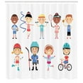 thumbnail image 3 of Kids Sports Shower Curtain, Hockey Player Roller Skating Girl Fitness Gymnastics Game Hobby Baby Cartoon, Fabric Bathroom Set with Hooks, 69W X 70L Inches, Multicolor, by Ambesonne, 3 of 3