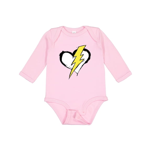 Inktastic Lightning Bolt Heart Boys or Girls Long Sleeve Baby Bodysuit