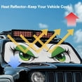 thumbnail image 5 of Uorisanigo Windshield Sun Shade Compatible with Jeep Wrangler TJ JK JL & Gladiator JT Accessories, Front Window Funny Big Eyes Green Sunshade Sun Visor Protector Foldable Block UV Rays, 5 of 7
