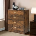 thumbnail image 1 of 4-Drawer Dresser Cabinet, Modern Wooden Cabinet of Drawers, Storage Chest for Kids Room, Storage Cabinet for Bedroom, Simple Home Furniture for Storing Clothes, Cosmetics, Rustic Brown, D9195, 1 of 10