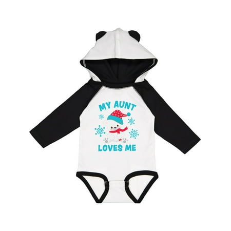 

Inktastic Polar Bear My Aunt Loves Me in Santa Hat with Snowflakes Gift Baby Boy or Baby Girl Long Sleeve Bodysuit