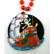 Pirate Ship Jolly Roger Skull Crossbones Gasparilla Mardi Gras Necklace Beads