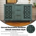 thumbnail image 4 of LFGUIZO 47″ Green Cabinet with Heart-Shaped Carved Doors Bohemia Sideboard with 3 Drawers 2 Doors and 2 Shelves Accent Storage Living room TV Stand, 4 of 7