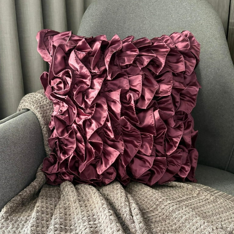 Cushion Covers, Purple Accent Pillows, Vintage Ruffles Shabby Chic