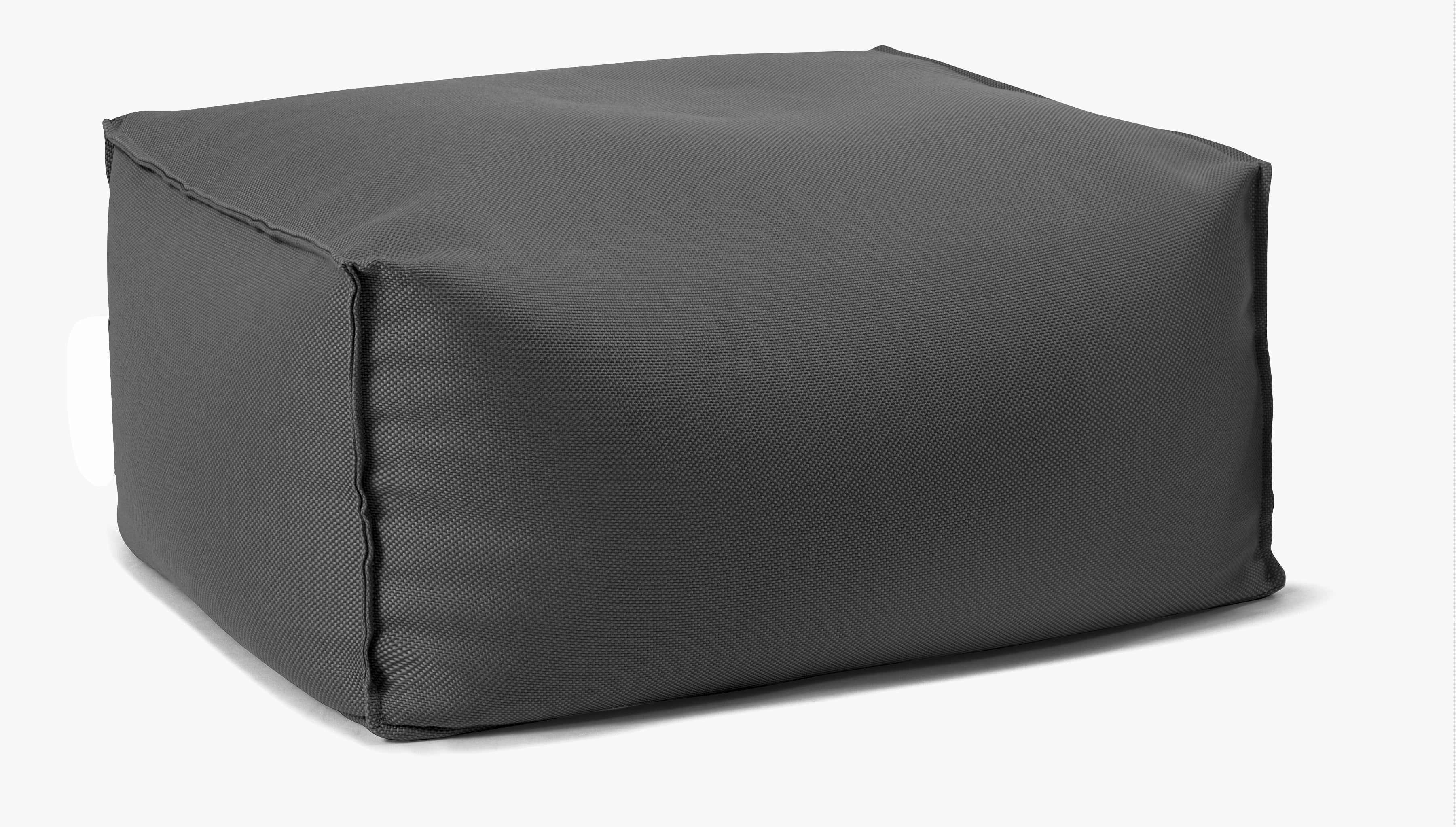 Gouchee Home Chamonix Outdoor/Indoor Charcoal Ottoman Pouf – Water-Repellent Bean Bag Footstool with Polystyrene Bead Filling for Patio, Porch, or Living Room