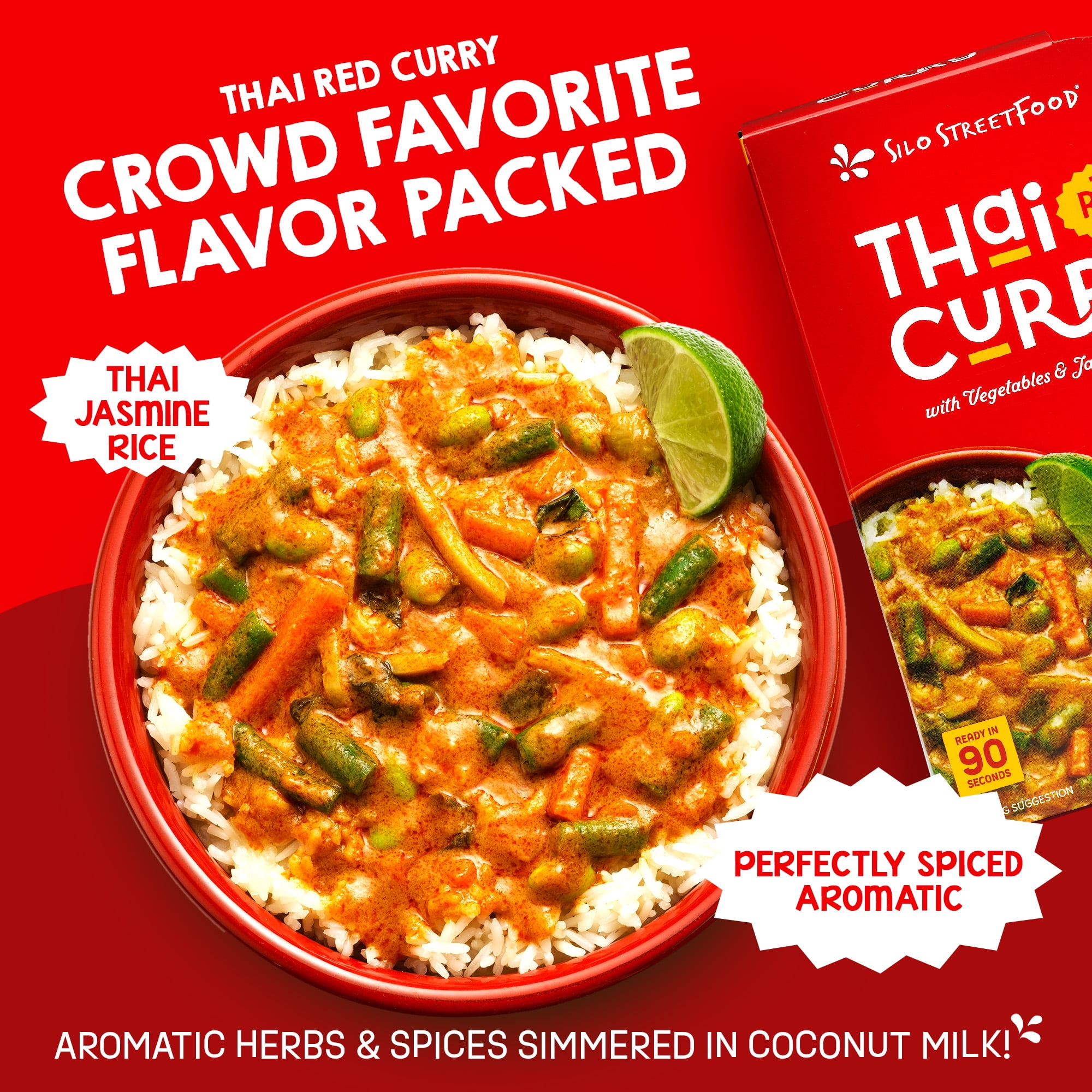 Silo StreetFood Thai Curries with Vegetables and Jasmine Rice, Variety Pack