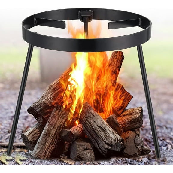 LCOKEIY Campfire Tripod for Cooking, Campfire Cooking Equippment, High Temperature Resistant Outdoor Fire Pit Stand, Matte Black