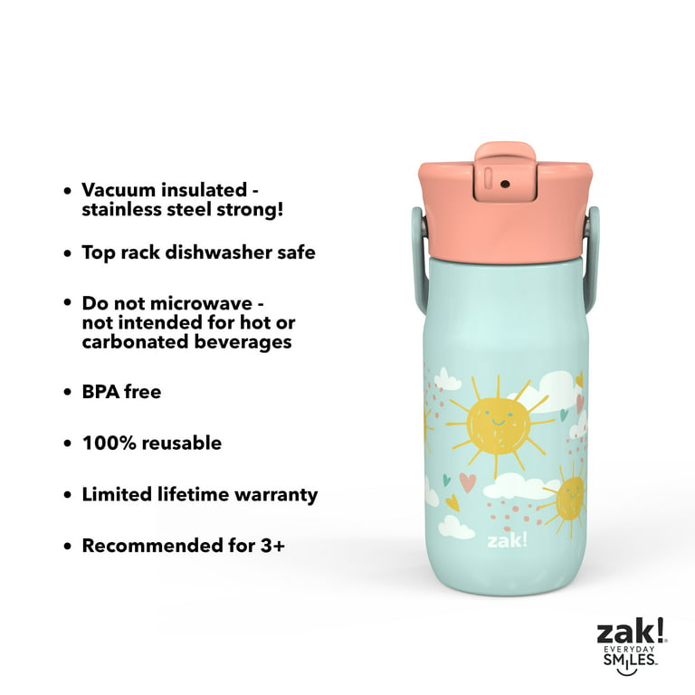 Zak Designs 20oz Stainless Steel Kids' Water Bottle with