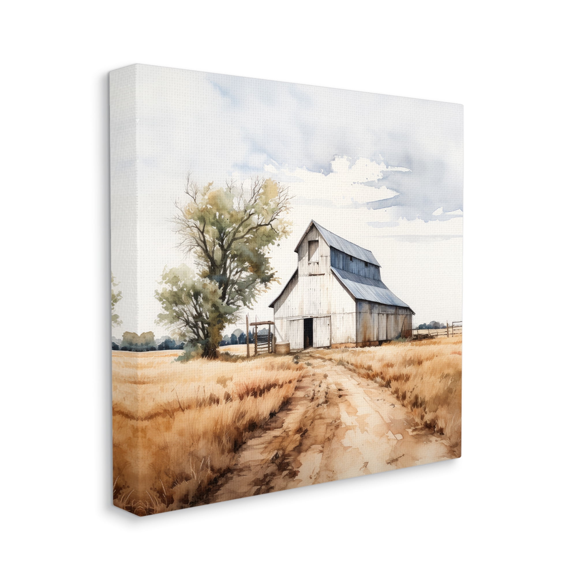 Stupell Industries Farmhouse Barn Landscape Landscape Painting Gallery Wrapped Canvas Art Print Wall Art, 36 x 36