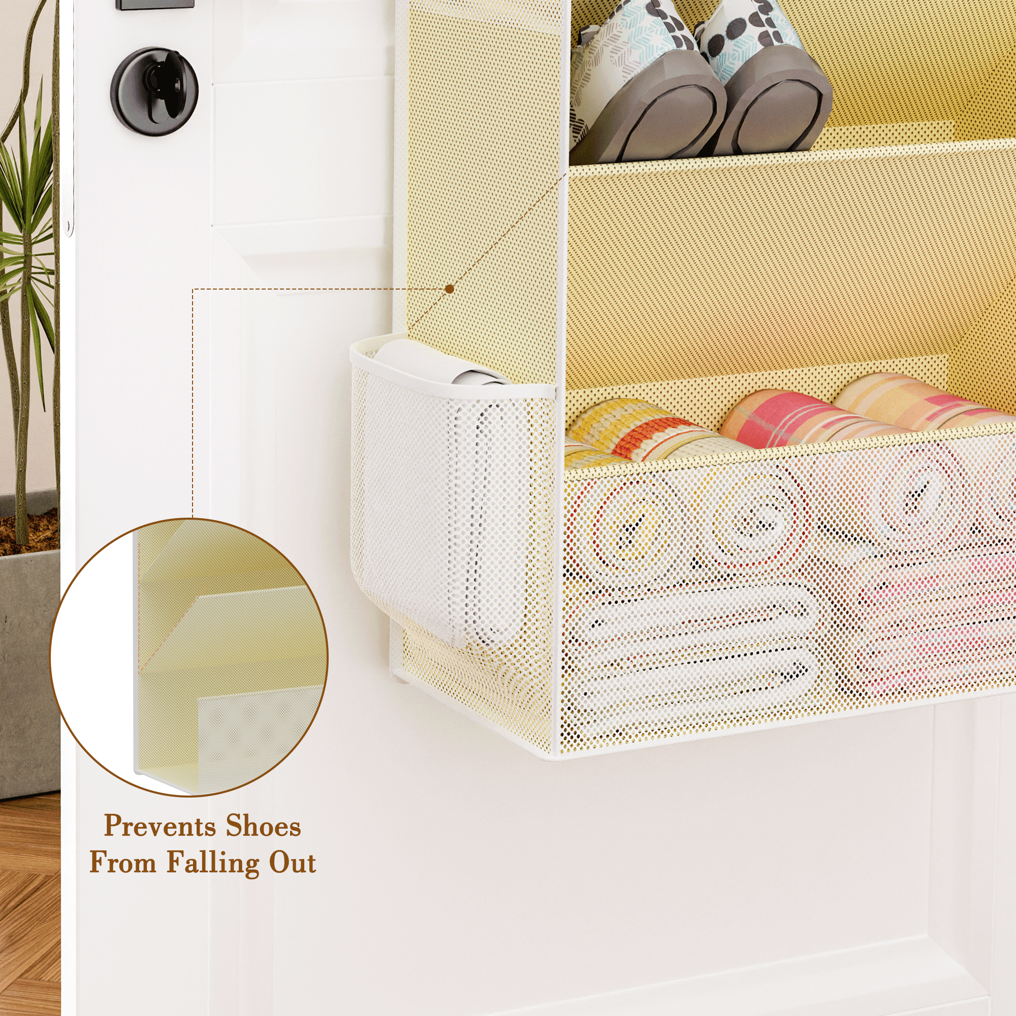 Criusia Over the Door Shoe Organizer, Hanging Shoe Storage with Deep Pockets ,Ideal for Sneakers, Heels, Boots, Fits 16-24 Pairs of Shoes, Beige