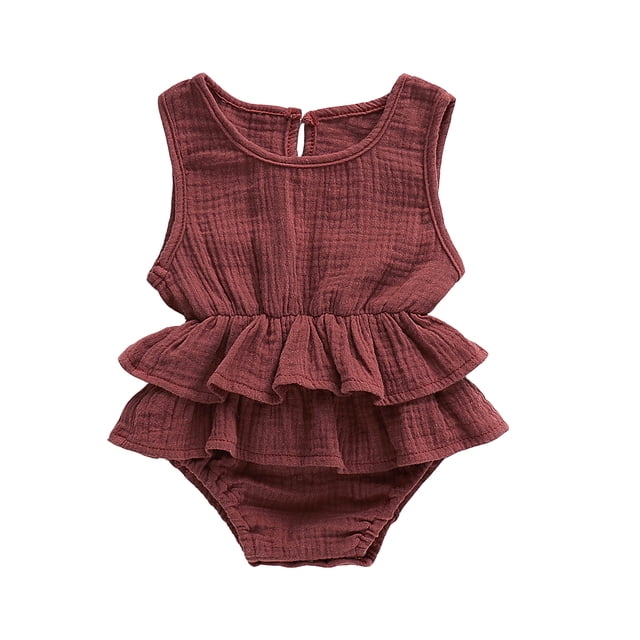 Diconna Barboteuse Sans Manches pour Bébé Fille Robe Tutu à Volants Combinaison Tenue
