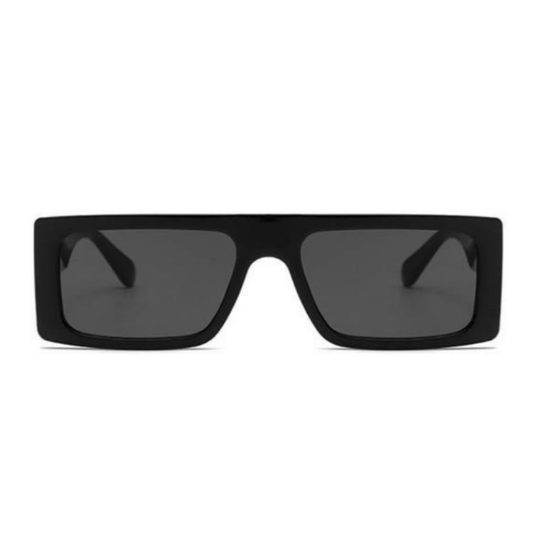 Men's 90's OG Rectangle Narrow Black Sunglasses with Jewel Buckle
