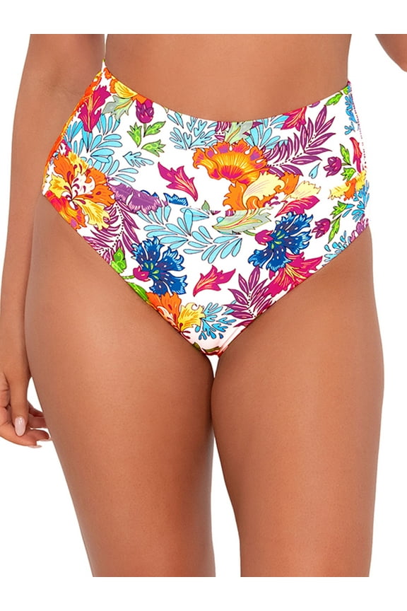 Printed Fold-Over High-Waist Bikini Bottom Swimsuit