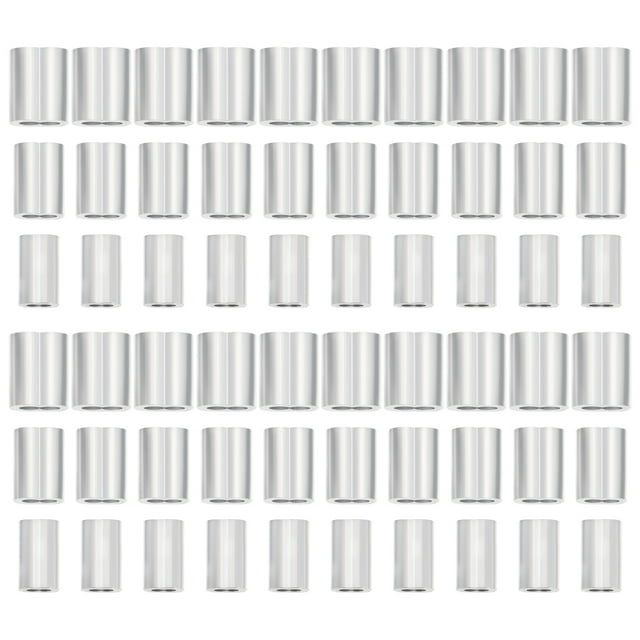 MasteelfCA 180Pcs Aluminum Steel Wire Rope Loop Sleeves 8-shaped Hole Sleeves (Silver)